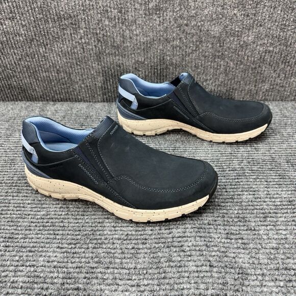 Clarks Wave Plateau Slip On Shoes Womens 11W Wide Navy Blue Nubuck Waterproof - Picture 3 of 10